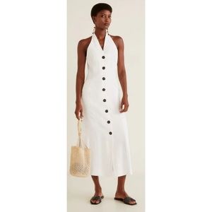 Mango Contrast Button Dress White Duster Vest 2
